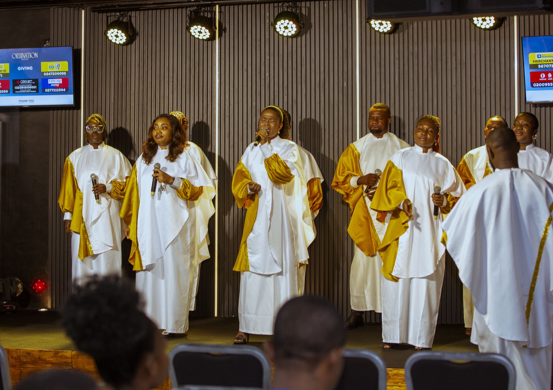 Church members in worship